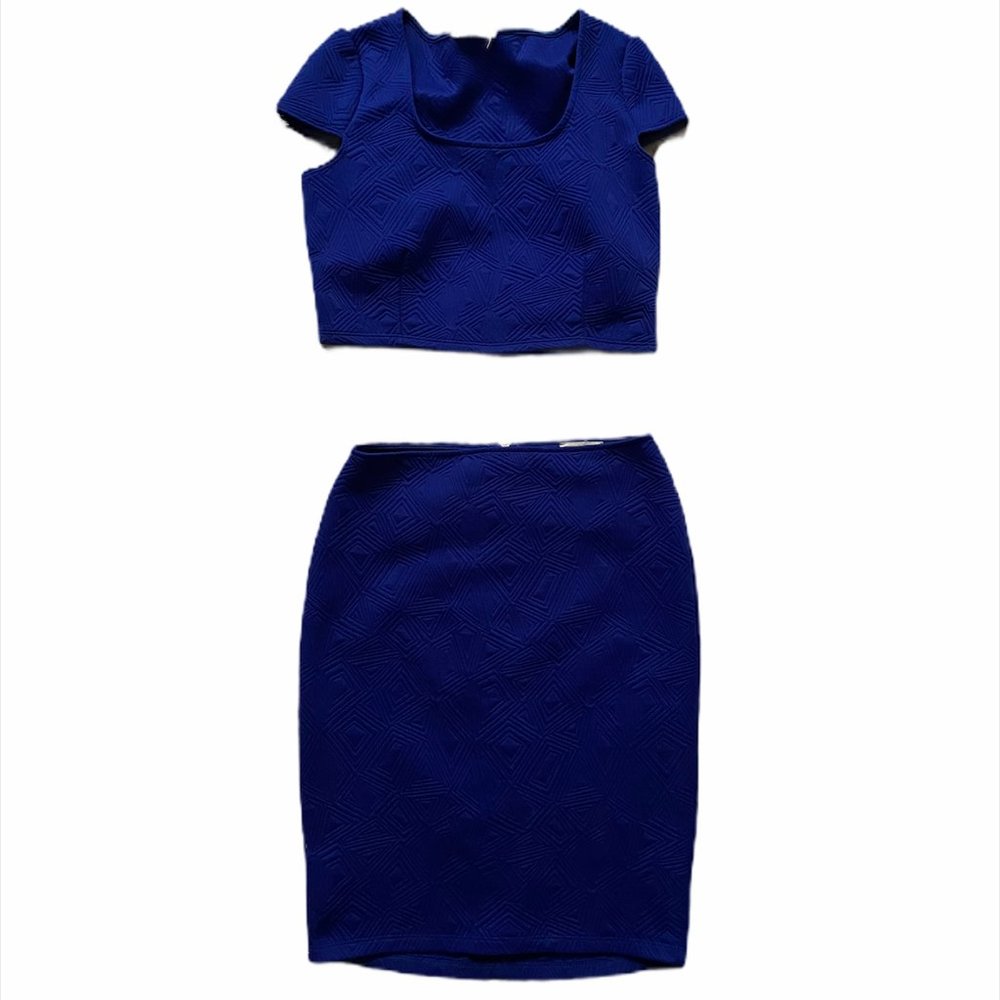 Navy Blue Skirt and Crop Top Set Size S